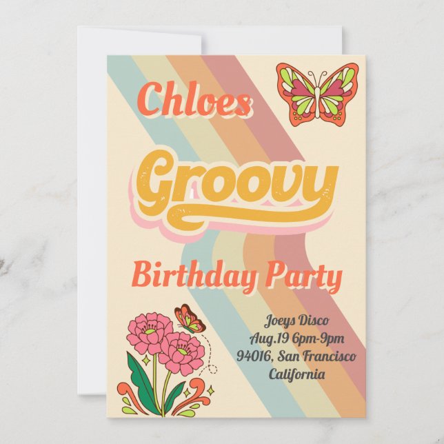 Groovy Birthday Party Einladung (Vorderseite)