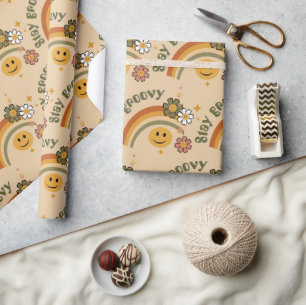 Groovy-Birthday-Retro-Geschenkpapier Geschenkpapier