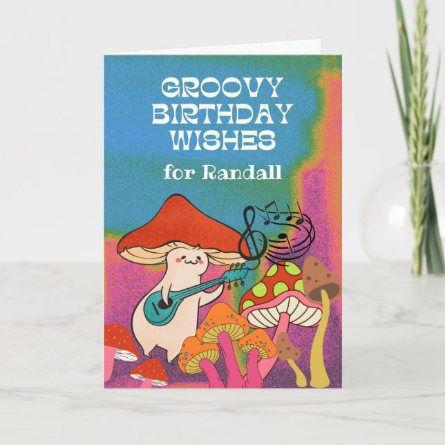 Groovy Birthday wünscht sich weit weg von Pilzen Karte (Vorderseite)