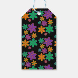Groovy Black 70er Style Blume Geschenkanhänger