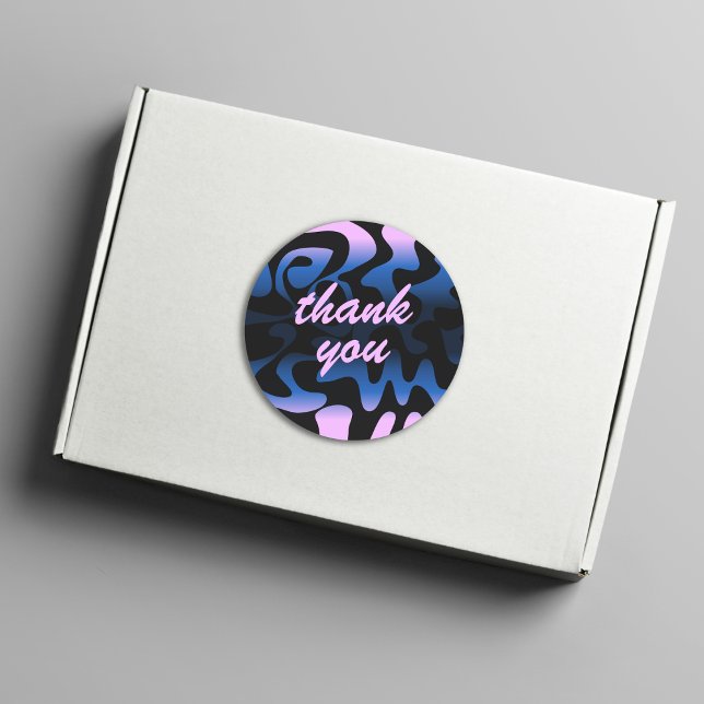 Groovy Black Navy Blue Lilac Pale Lila Vielen Dank Runder Aufkleber (Von Creator hochgeladen)