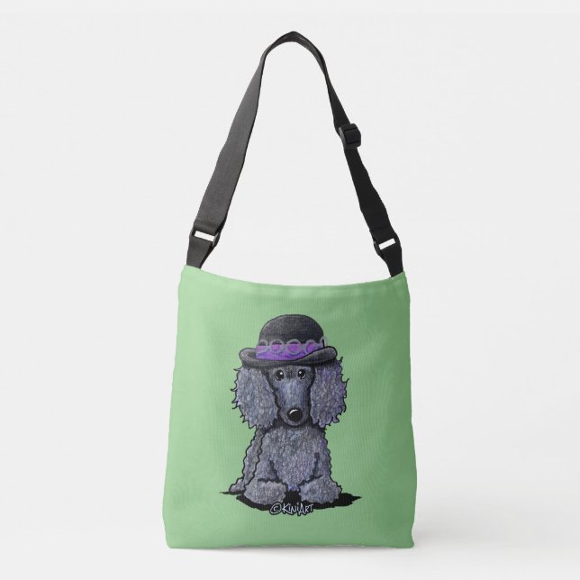 Groovy Black Poodle Crossbody Bag Tragetaschen Mit Langen Trägern (Vorderseite)