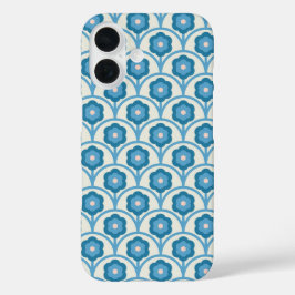Groovy Blau und Rosa Rainbow Blume iPhone 16 Hülle