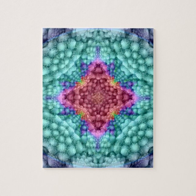 Groovy blaues Vintages Puzzle mit Geschenkboxen (Vertikal)