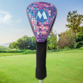 Groovy Blue & Lila Disco Ball Personalisiert Golf Headcover