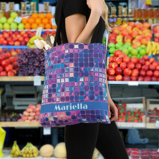 Groovy Blue & Lila Disco Ball Personalisiert Tasche