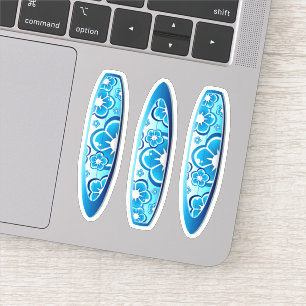 Groovy Blue Surfboards mit Blume Design Aufkleber