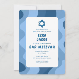 Groovy Blue Waves Star von David Custom Bar Mitzva Einladung