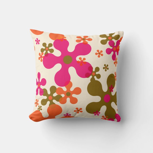 Groovy Blume 60er 70er Muster Kopfkissen Kissen (Vorderseite)