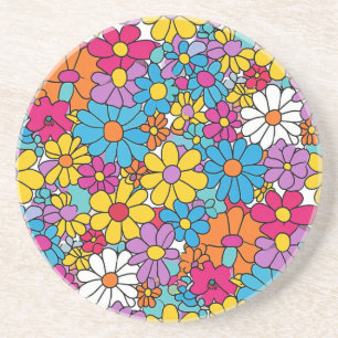 Groovy Blume Doodle Getränkeuntersetzer