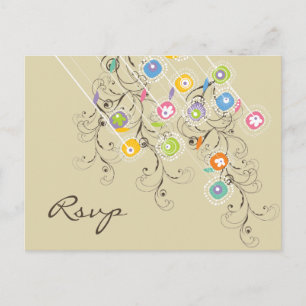 Groovy Blume Garden Summer Wedding RSVP Einladungspostkarte