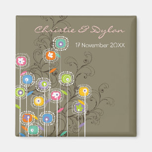Groovy Blume Garten Whimsical Chic Save the Date Magnet