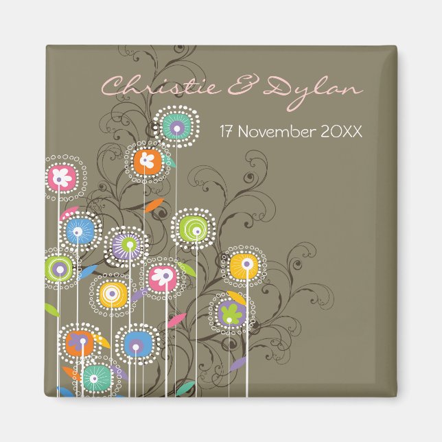 Groovy Blume Garten Whimsical Chic Save the Date Magnet (Vorne)