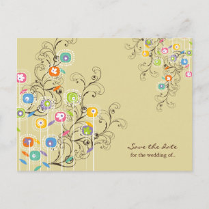 Groovy Blume Garten Whimsical Save the Date Ankündigungspostkarte