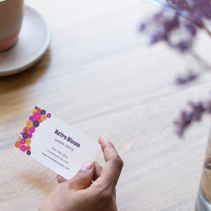 Groovy Blume Grafischer Vintager Stil Visitenkarte