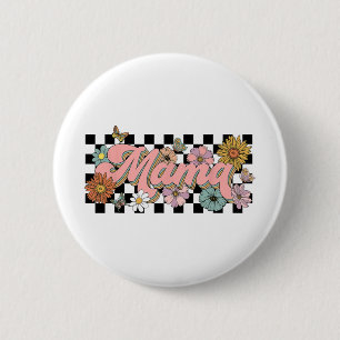 Groovy Blume Mama Mütter Tag Frauen von Son Daug Button