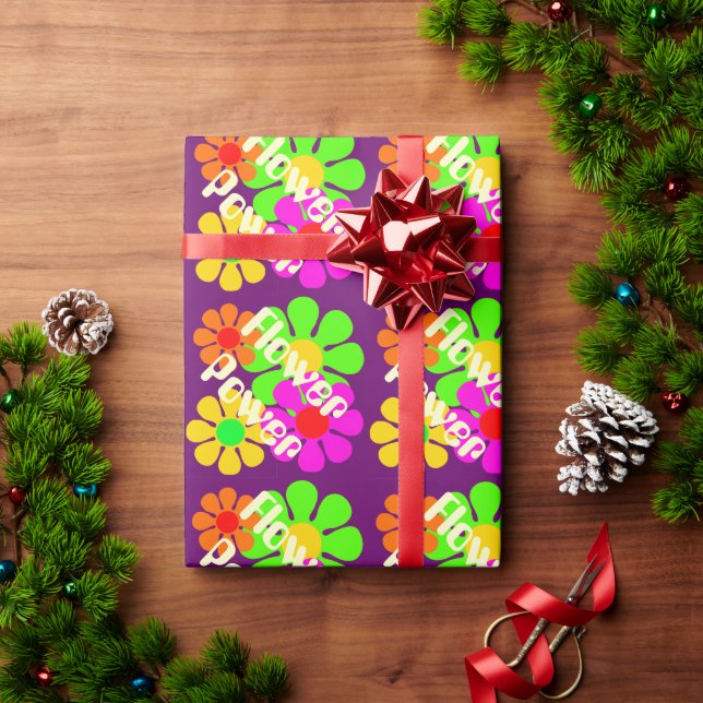 Groovy Blume Power Blume Geschenkpapier (Feiertagsgeschenk)