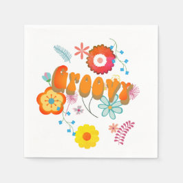 Groovy Blume Power farbenfroh rosa Serviette