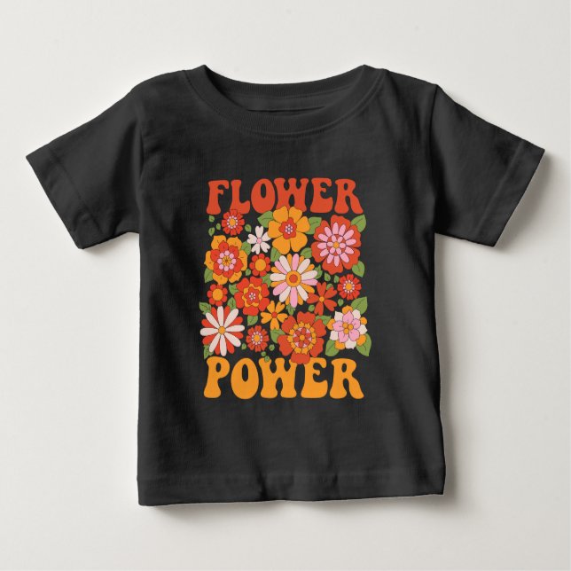 Groovy Blume Power Graphic Baby T-shirt (Vorderseite)