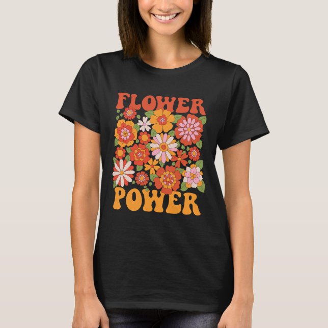 Groovy Blume Power Graphic T-Shirt (Vorderseite)