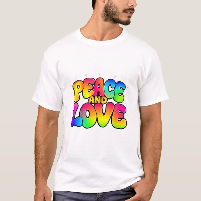Groovy Blume Power Peace Liebe T-Shirt (Vorderseite)