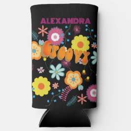 Groovy Blume Power Pink Black Selters Dosenkühler