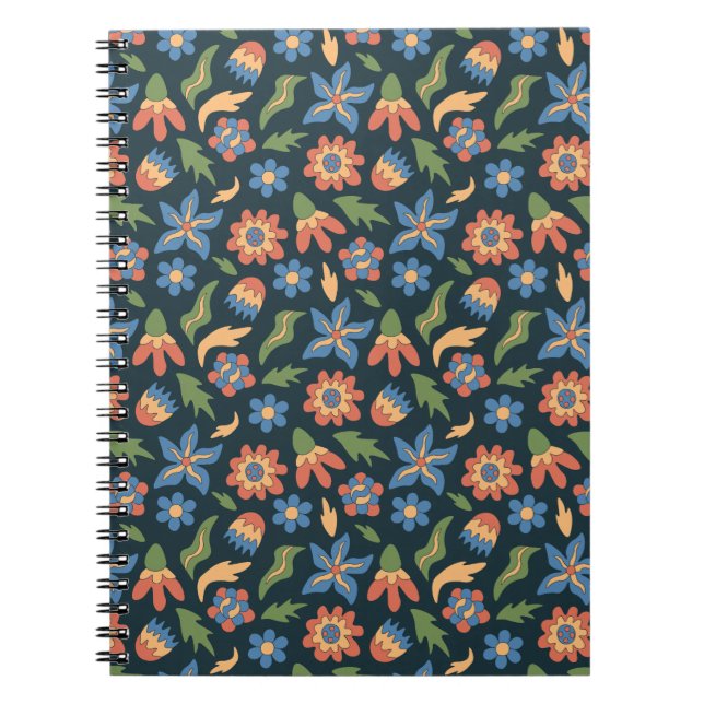 Groovy Blume Retro Muster Notizblock (Vorderseite)