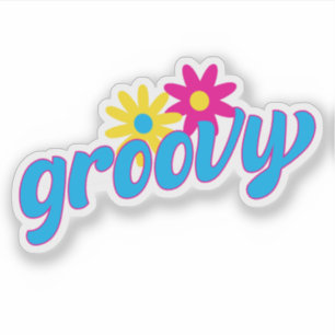 Groovy Blume Retrohippie typografisch Aufkleber