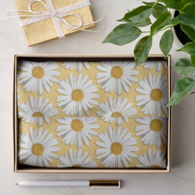 Groovy Blume White Daisy Hippie Blüten Gelb Seidenpapier (Geschenk)