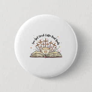 Groovy Blumen lieben Gott trinken Kaffee lesen Büc Button