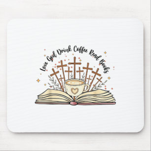 Groovy Blumen lieben Gott trinken Kaffee lesen Büc Mousepad