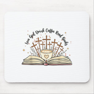 Groovy Blumen lieben Gott trinken Kaffee lesen Büc Mousepad