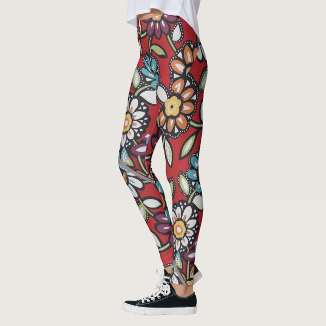Groovy Blumen-Power Thunder_Cove des bunten Hippie Leggings (Links)