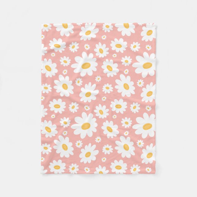 Groovy Blush Boho Daisy Bluorgarten Muster Fleecedecke (Vorderseite)