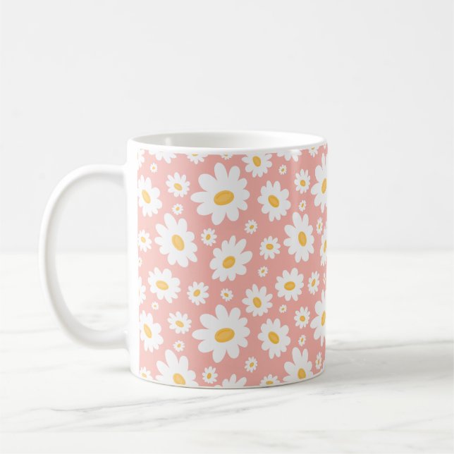 Groovy Blush Boho Daisy Bluorgarten Muster Kaffeetasse (Links)