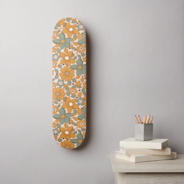 Groovy Boho 70er Retro Cool Seventies Hippie Skateboard (Wandkunst)