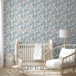 Groovy Boho Blaues Florales Nahtloses Muster Tapete