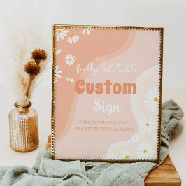 Groovy Boho Daisy Birthday Party Table Sign Poster