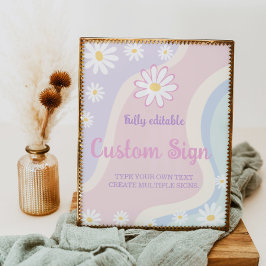 Groovy Boho Daisy Birthday Party Table Sign Poster