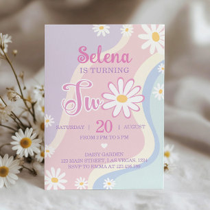 Groovy Boho Daisy Einladung zum 2. Geburtstag
