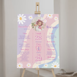 Groovy Boho Daisy First Birthday Milestone Sign Poster