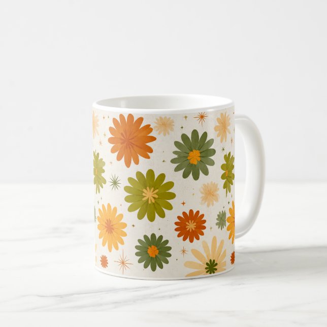 Groovy Boho Flower Power Ceramic Cup Kaffeetasse (VorderseiteRechts)