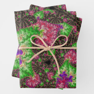 Groovy Boho Hippie Funky Spiry Fraktal Art Geschenkpapier Set