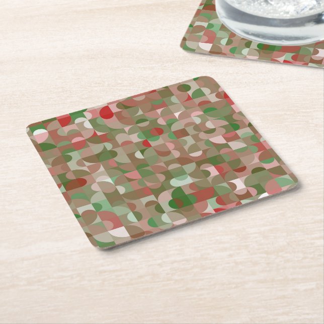 Groovy Boho Mod Retro Geometric Christmas Rechteckiger Pappuntersetzer (angewinkelt)