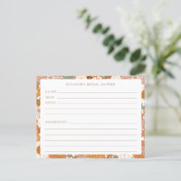 Groovy Boho Orange Wildblume Dusche Rezeptkarte