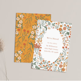 Groovy Boho Orange Wildblume Neue Adresse Ankündigung