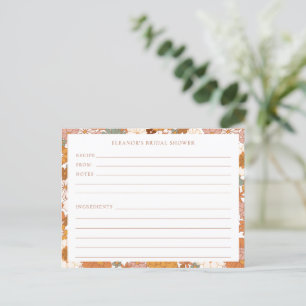 Groovy Boho Orange Wildflower Dusche Rezeptkarte Postkarte