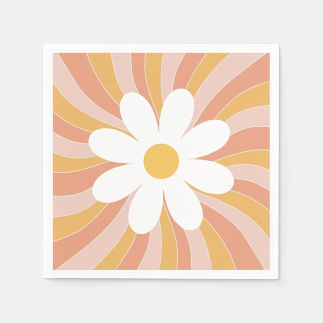 Groovy Boho Retro Daisy Sunshine Serviette (Vorderseite)