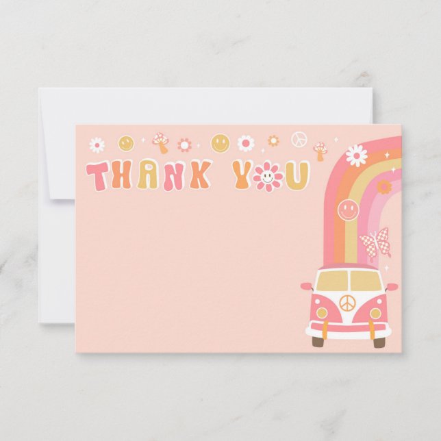 Groovy Boho Retro Geburtstag Danke, Ihre Karten (Vorderseite)