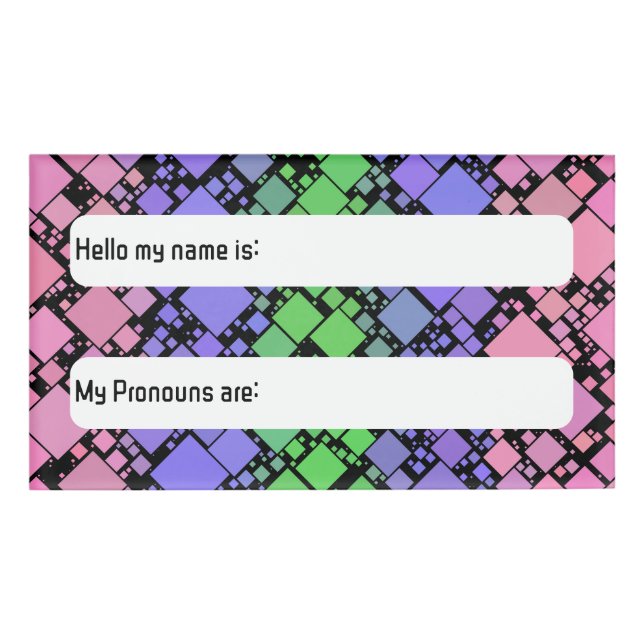 Groovy Boho Retro Mod Geometric Trigender Pride Namenschild (Vorderseite)